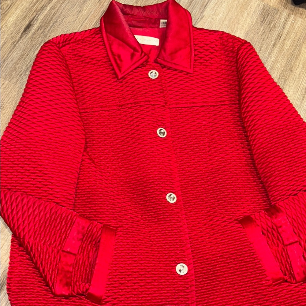 Dana Buchman Red Quilted Blazer with Textured Finish